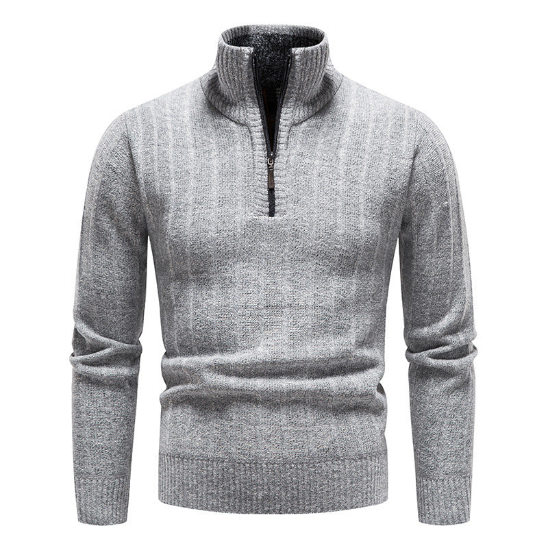 Herren modischer Strickpullover mit halbem Reißverschluss EB