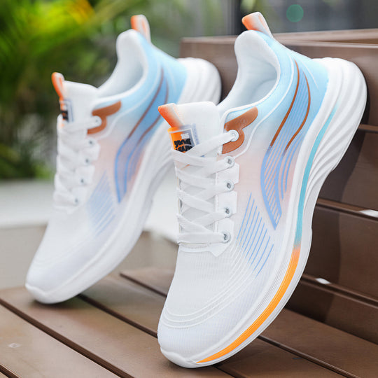 Unisex nan leichtgewichtiger Komfort-Running-Sneaker mit nahtlosem Mesh-Obermaterial, gepolstertem Fersenkragen und stoßabsorbierender Wellen-EVA-Sohle EB