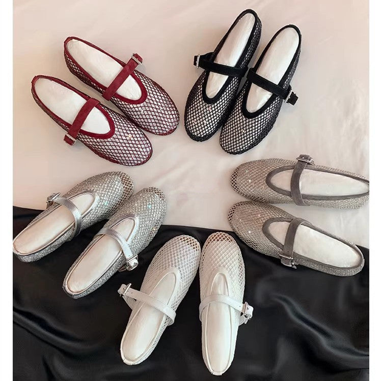 Damen elegante Ballerinas mit dekorativem Strassbesatz EB