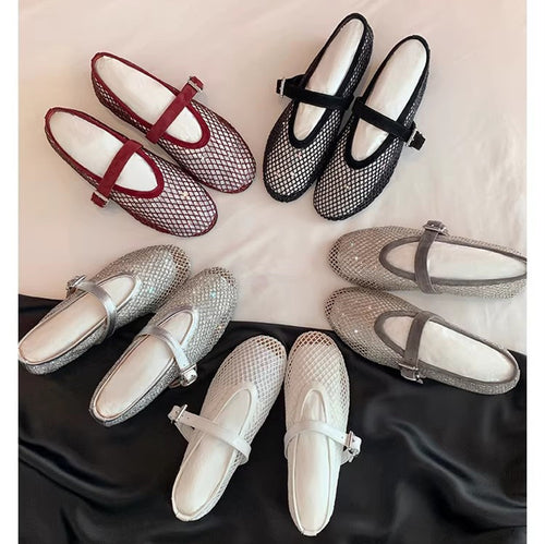 Damen elegante Ballerinas mit dekorativem Strassbesatz EB