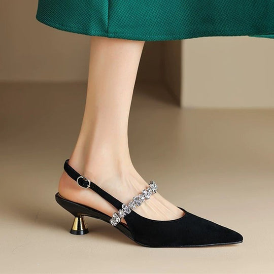 Damen Slingback-Pumps mit glamourösem Strass-Detail EB