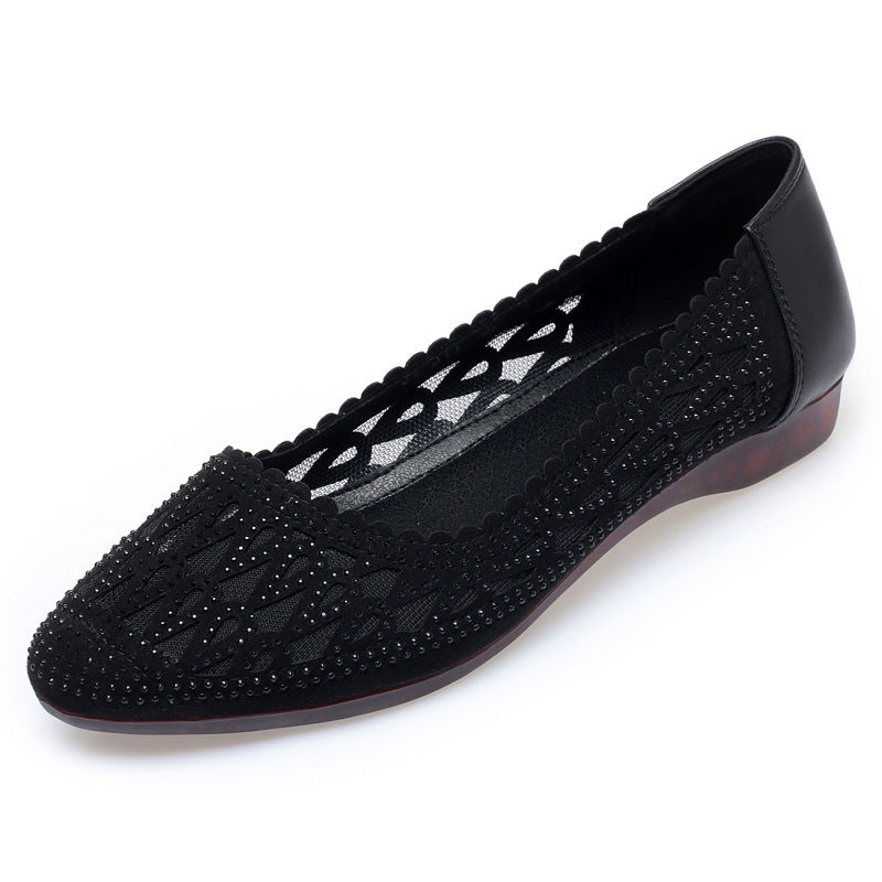 Damen Elegante Ballerinas mit modischem Cut-Out-Design und funkelnden Strassdetails EB
