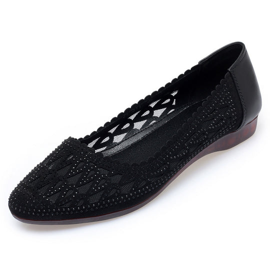 Damen Elegante Ballerinas mit modischem Cut-Out-Design und funkelnden Strassdetails EB