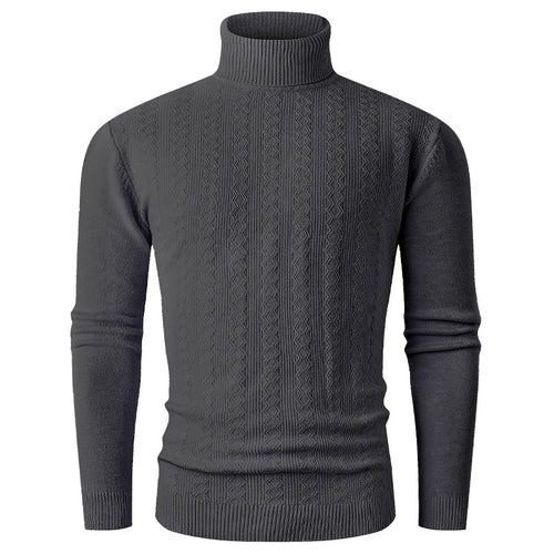 Herren stylischer Rollkragenpullover mit strukturiertem Zopfmuster und hochabschließendem Kragen EB