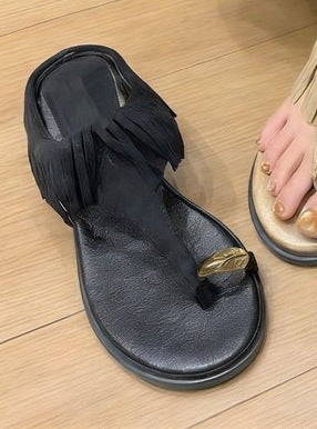 Damen Flip-Flops mit trendigem Fransen-Design und eleganter Applikation EB