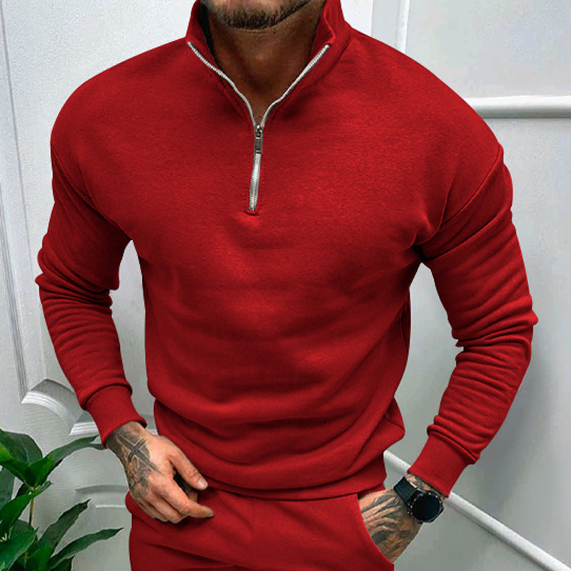 Herren eleganter Pullover mit Kragen und praktischem Reißverschluss EB