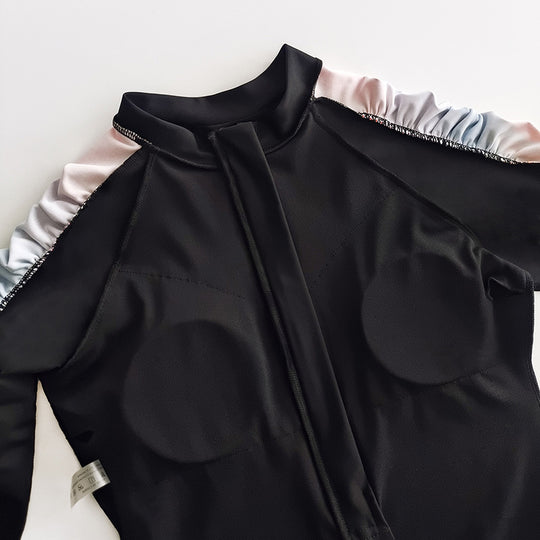 Damen Sportlicher Einteiler mit hohem Kragen und seitlichem Wickel-Design EB