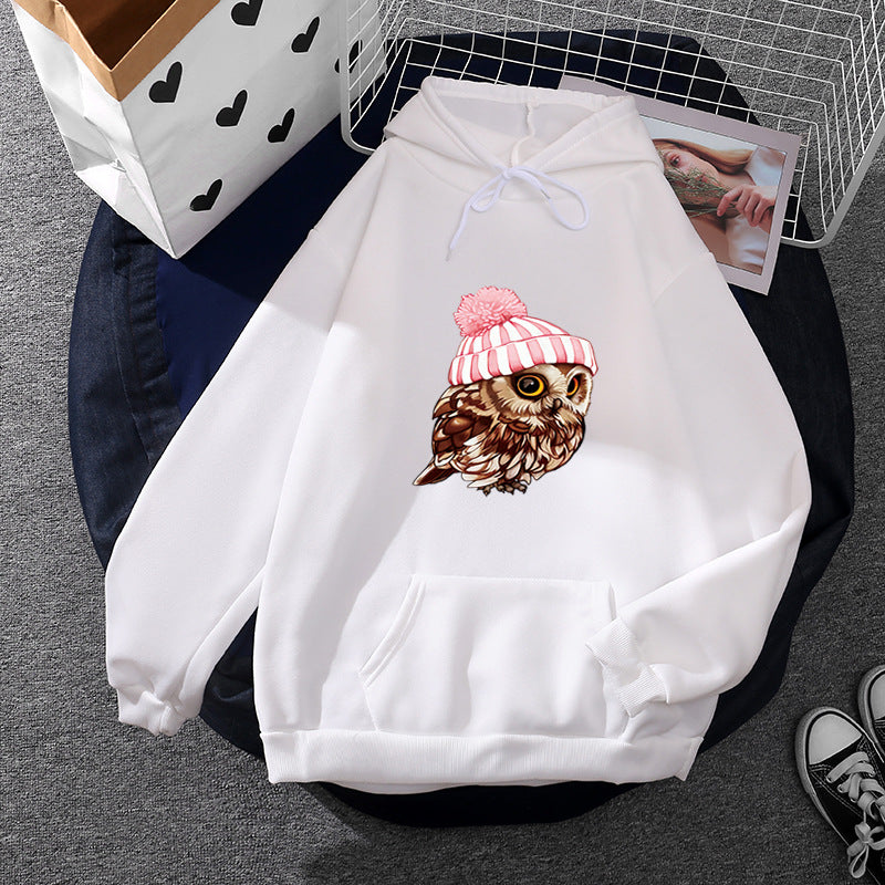 Damen nan lässiger Oversize Kapuzenpullover mit Herz‑und‑Pfotenprint, Kordelzug und gerippten Bündchen EB