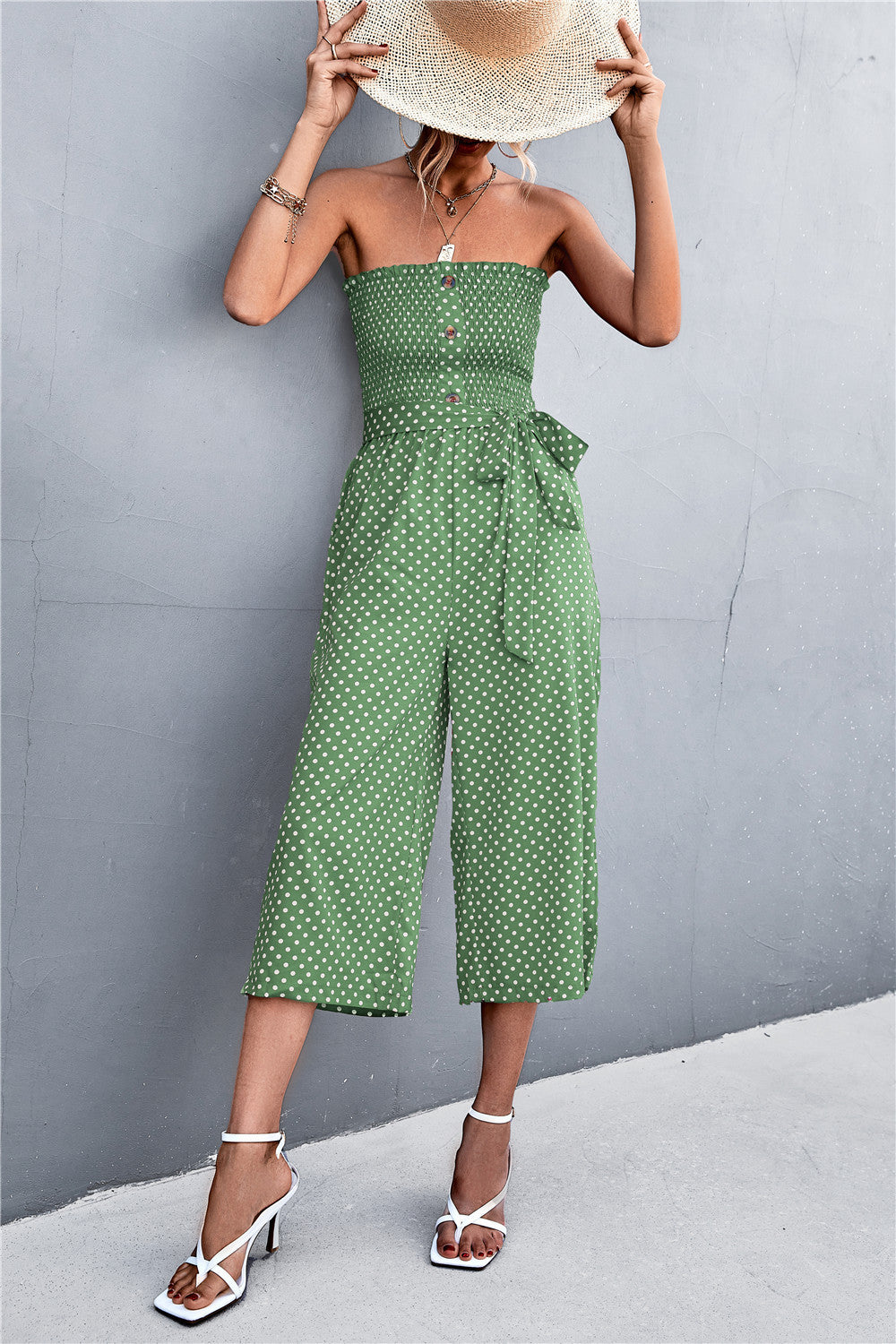 Damen Bandeau Jumpsuit mit lockerer Passform und Taschen EB