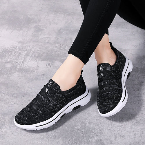 Damen Komfortable Lauf-Sneaker mit atmungsaktivem Strick-Obermaterial EB