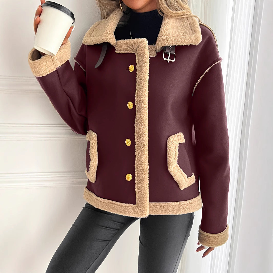 Damen Kurzjacke mit Kunstfellbesatz und praktischen Taschen EB