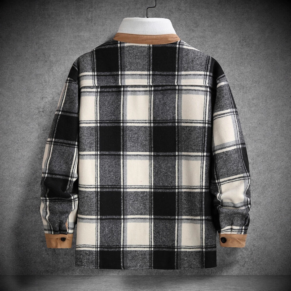 Herren Karo-Flanelljacke mit zwei Brusttaschen und weichem Kragen EB