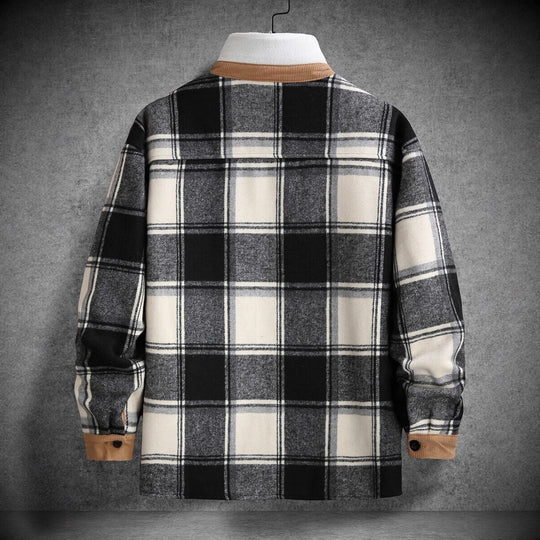 Herren Karo-Flanelljacke mit zwei Brusttaschen und weichem Kragen EB
