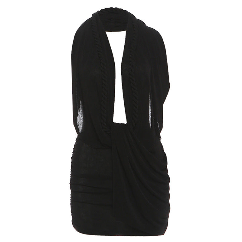 Damen Wickeltop mit raffiniertem Design und tiefem V-Ausschnitt EB