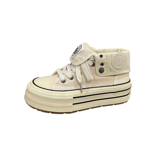 Damen Hochgeschnittene Canvas-Plateausneaker mit markanter Gummiplattform EB