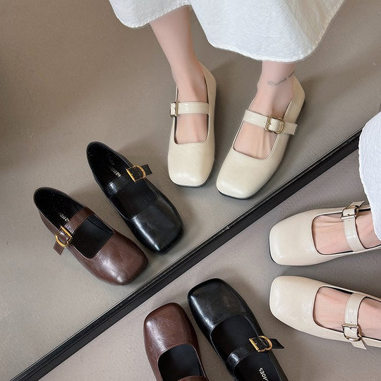 Damen elegante Mary Jane Ballerinas mit modischer Schnalle EB