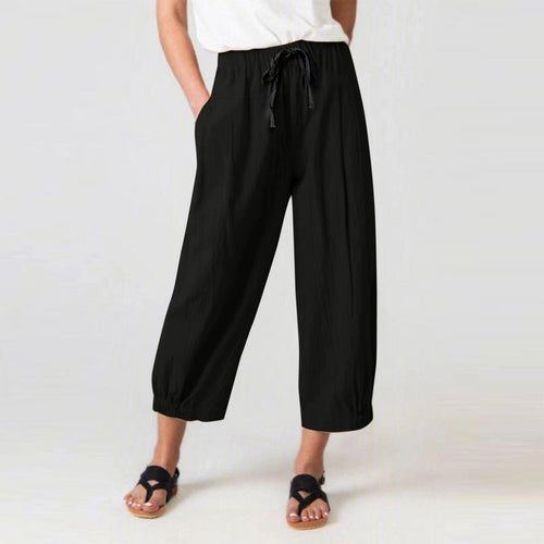 Damen Relaxed-Fit Freizeithose mit elastischem Bund und seitlichen Taschen EB