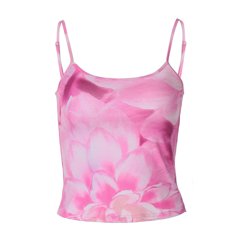 Damen Floral Print Spaghetti Top EB