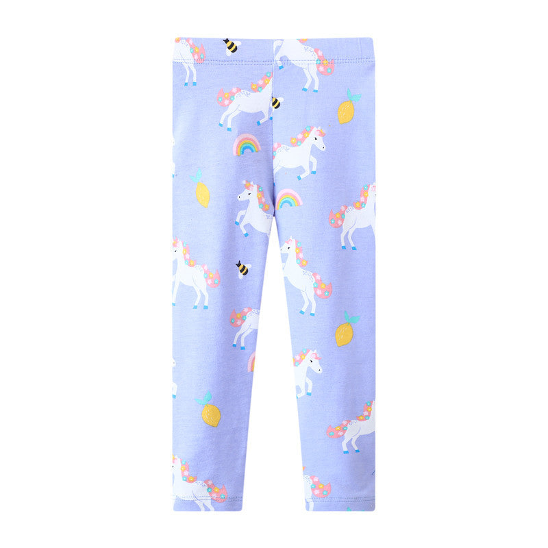 Mädchen Leggings mit fröhlichem Einhorn- und Obstmotiv EB