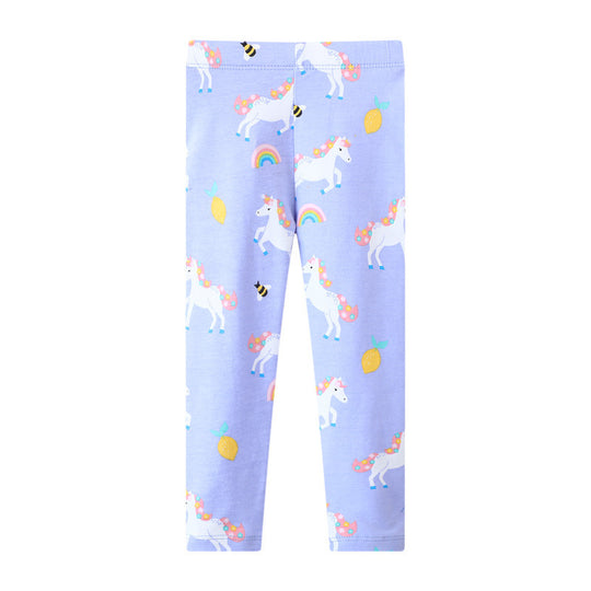 Mädchen Leggings mit fröhlichem Einhorn- und Obstmotiv EB