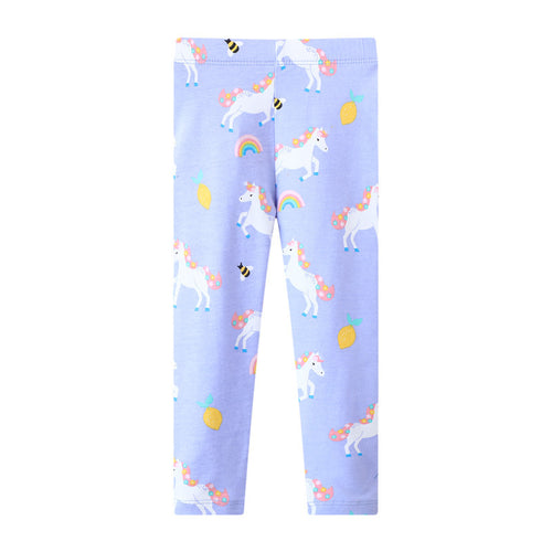 Mädchen Leggings mit fröhlichem Einhorn- und Obstmotiv EB