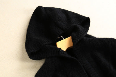 Damen Strickmantel mit vielseitigem Kapuzen-Design und komfortablem Schnitt EB
