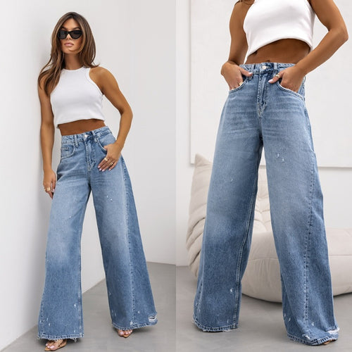 Damen Weite Jeans im Vintage-Stil EB