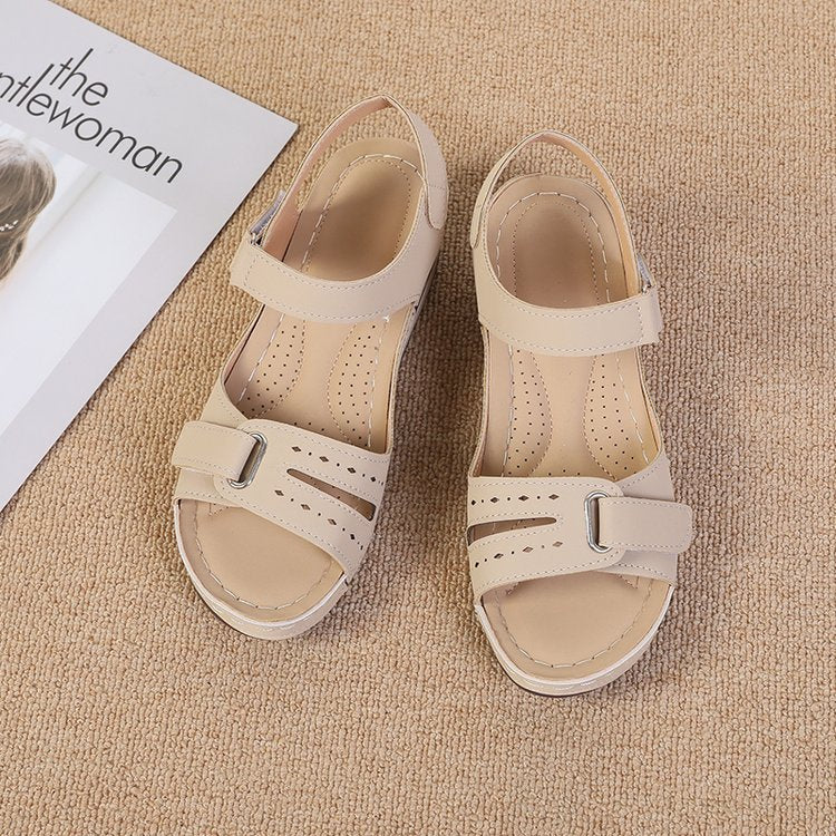 Damen Komfortable Keilsandalen mit verstellbaren Riemen und ergonomischem Fußbett EB