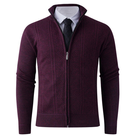 Herren Strickjacke mit modernem Zipper und strukturiertem Design EB