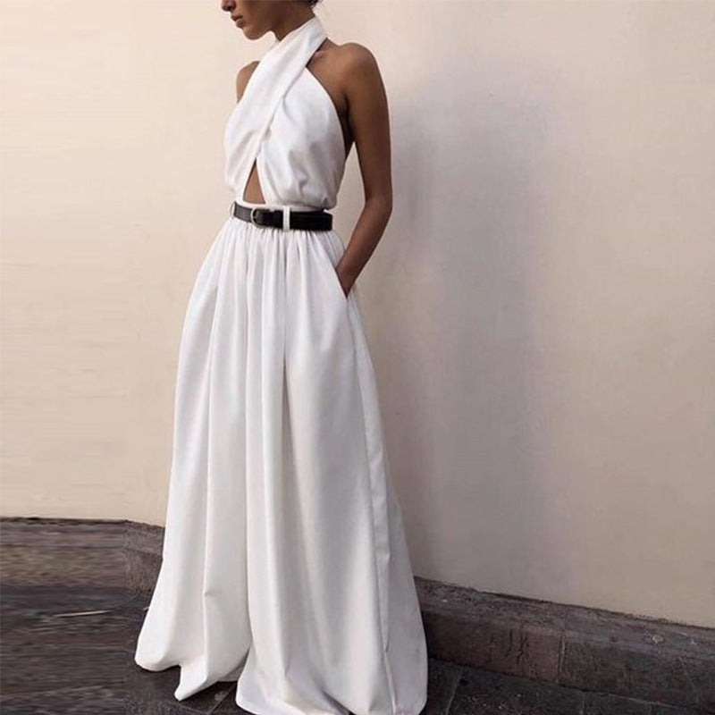 Damen Elegantes Kleid mit asymmetrischem Halspartie und weitem Schnitt EB