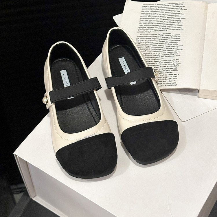 Damen elegante Ballerinas mit komfortablem Riemchen und modischer Perlenapplikation EB