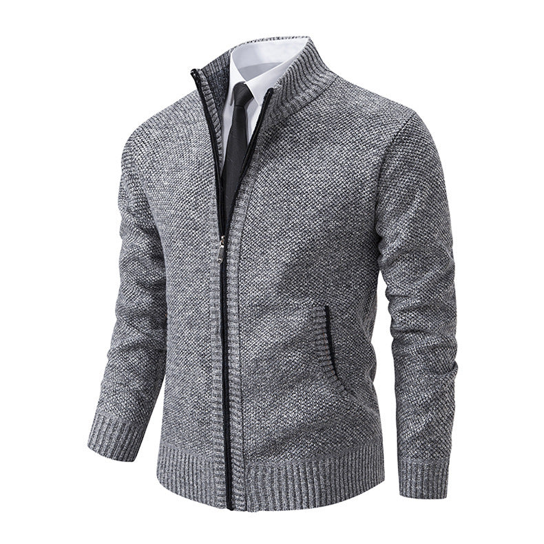 Herren modische Strickjacke mit hohem Kragen und Reißverschluss EB