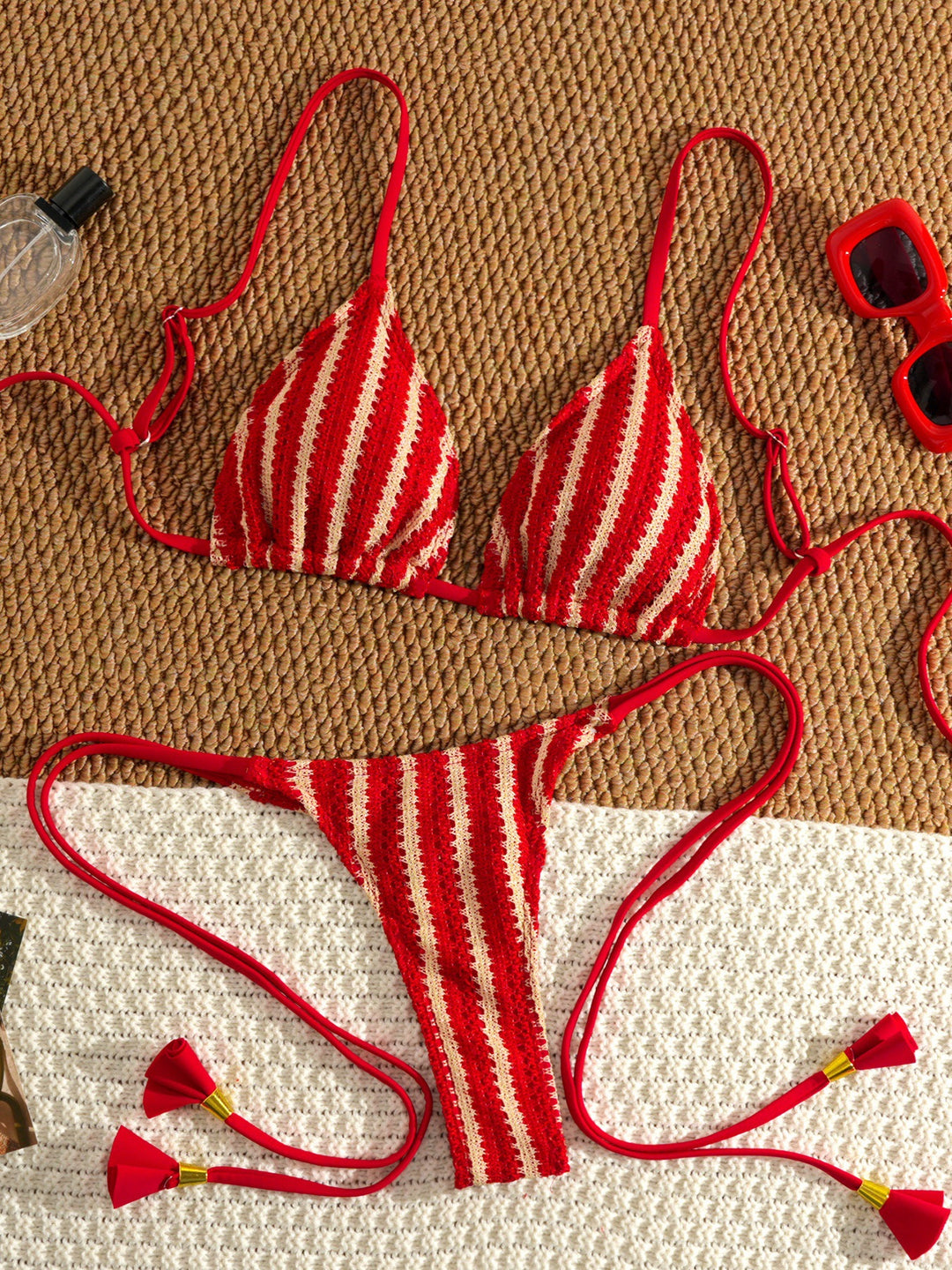 Damen Strappy Bikiniset mit verstellbaren Trägern EB