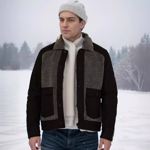 Herren warme Fleecejacke mit praktischen Taschen und weichem Kragen EB