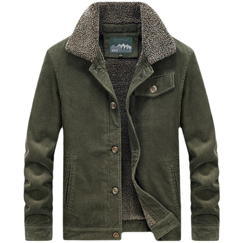 Herren Cord‑Blouson mit durchgehendem Sherpa‑Innenfutter und Umlegekragen EB