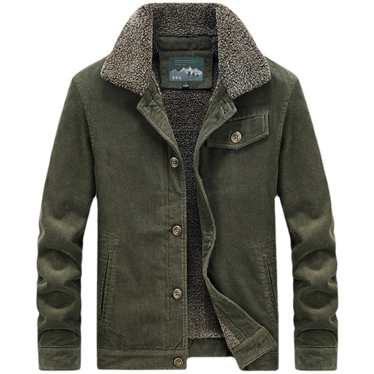 Herren Cord‑Blouson mit durchgehendem Sherpa‑Innenfutter und Umlegekragen EB