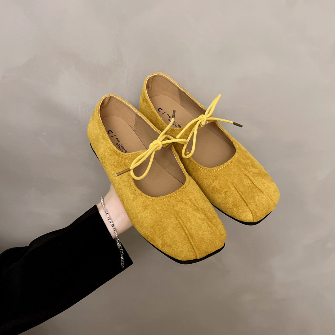 Damen elegante Ballerinas mit praktischer Schleifenverzierung und hochwertigem Wildlederoberteil EB
