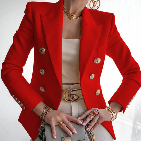 Damen Eleganter Blazer mit doppelter Knopfleiste und tailliertem Schnitt EB
