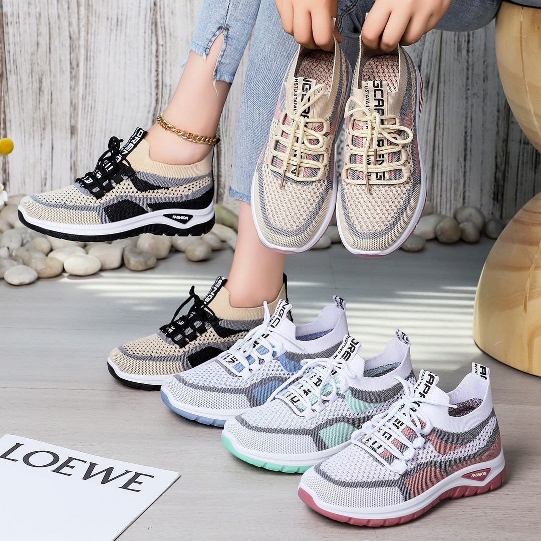 Damen Sportliche Sneakers mit atmungsaktivem Strickobermaterial EB