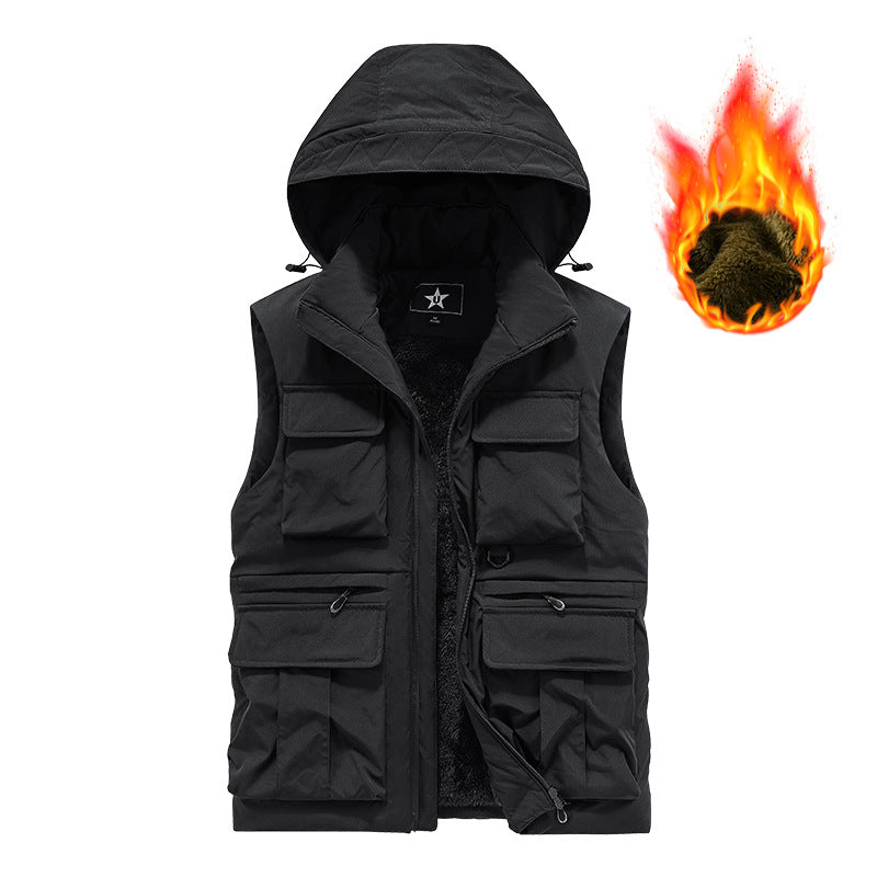 Herren Multifunktionale Outdoorweste mit Kapuze und wärmendem Fleecefutter EB