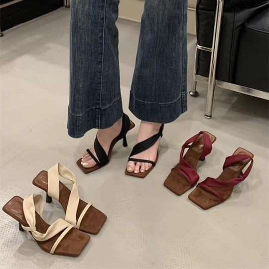 Damen elegante Slingback-Sandalen mit modischem Kreuzriemen EB