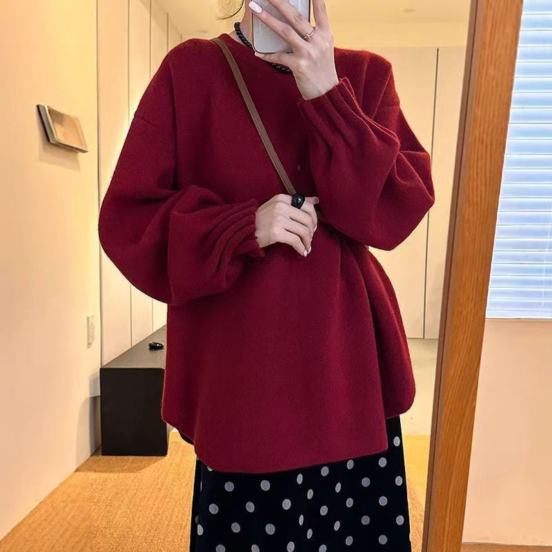 Damen Pflegeleichter, gemütlicher Pullover mit Volantärmeln EB