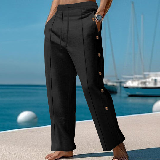 Herren Elegante Freizeithose mit verstellbarem Bund und praktischen Druckknöpfen EB