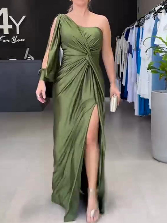 Damen Maxikleid mit asymmetrischem Design und seitlichem Schlitz EB