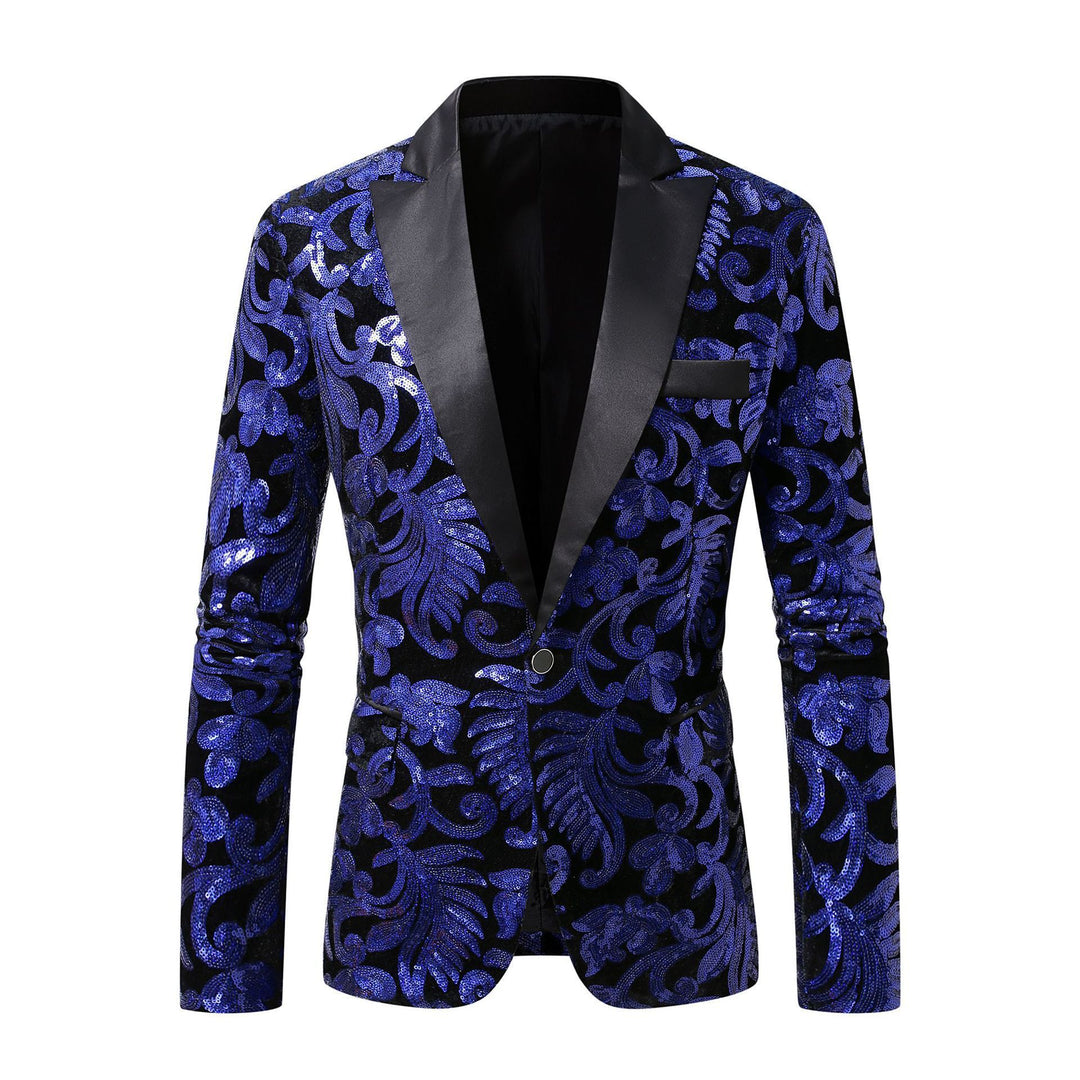 Herren eleganter Pailletten-Blazer im luxuriösen floralem Design EB