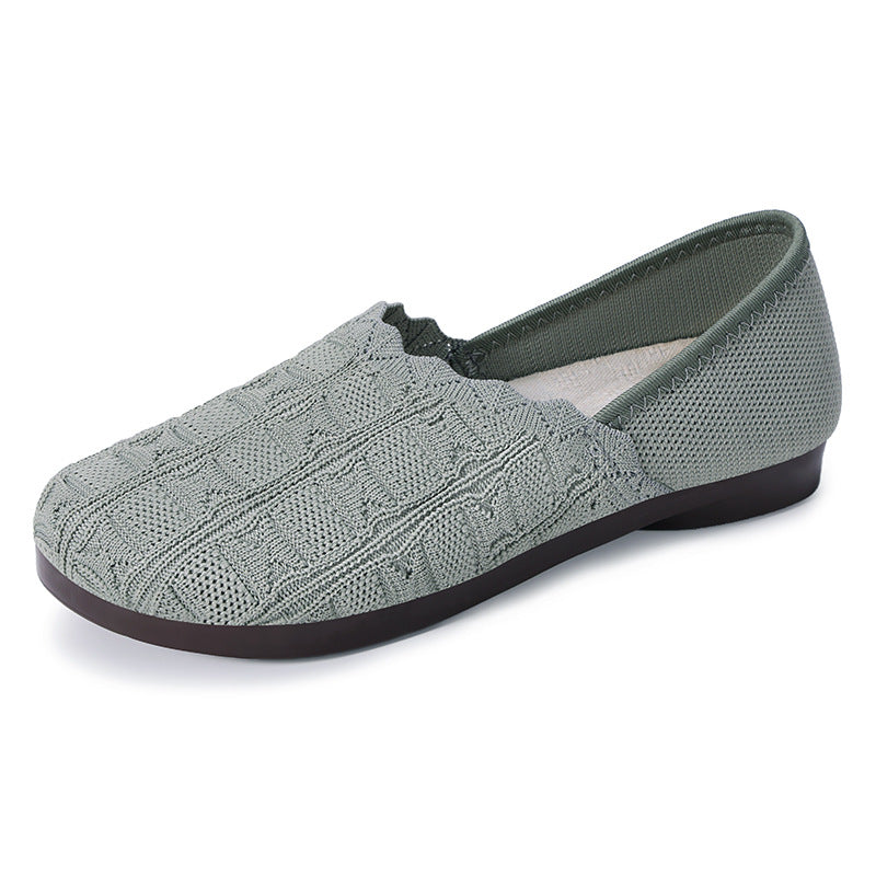 Damen nan gestrickter Komfort-Ballerina-Slipper mit elastischem Einstieg, geformter Polstersohle und rutschfester Flexlaufsohle EB