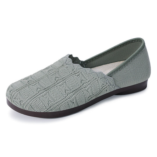 Damen nan gestrickter Komfort-Ballerina-Slipper mit elastischem Einstieg, geformter Polstersohle und rutschfester Flexlaufsohle EB