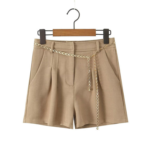 Damen Chice Shorts mit eleganter Kette und hochgeschnittenem Bund EB