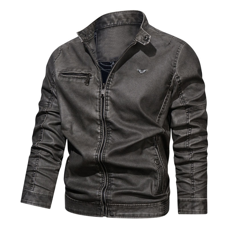 Herren Jeansblouson im Aviator‑Style mit Vintage‑Waschung und Reißverschlusstaschen EB