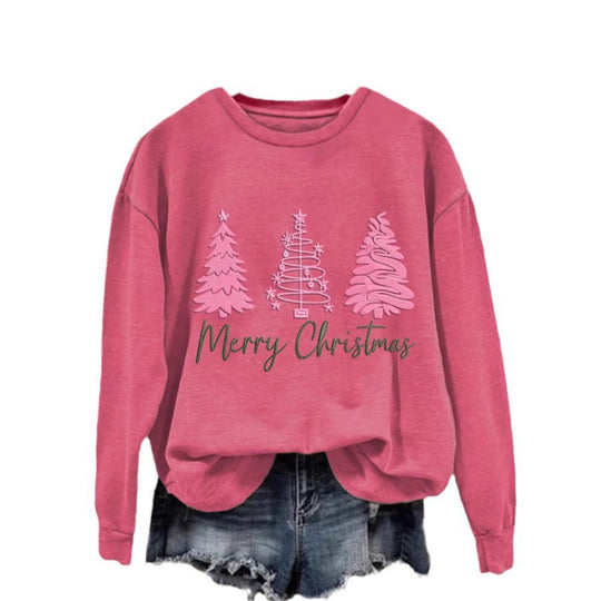 Damen gemütlicher Christmas Sweatshirt mit festlichem Print EB